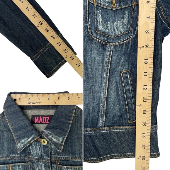 Custom Boho Chic Denim Jacket – Lion Velvet Back Detail, XS/S Form Fitting - Picture 17 of 17